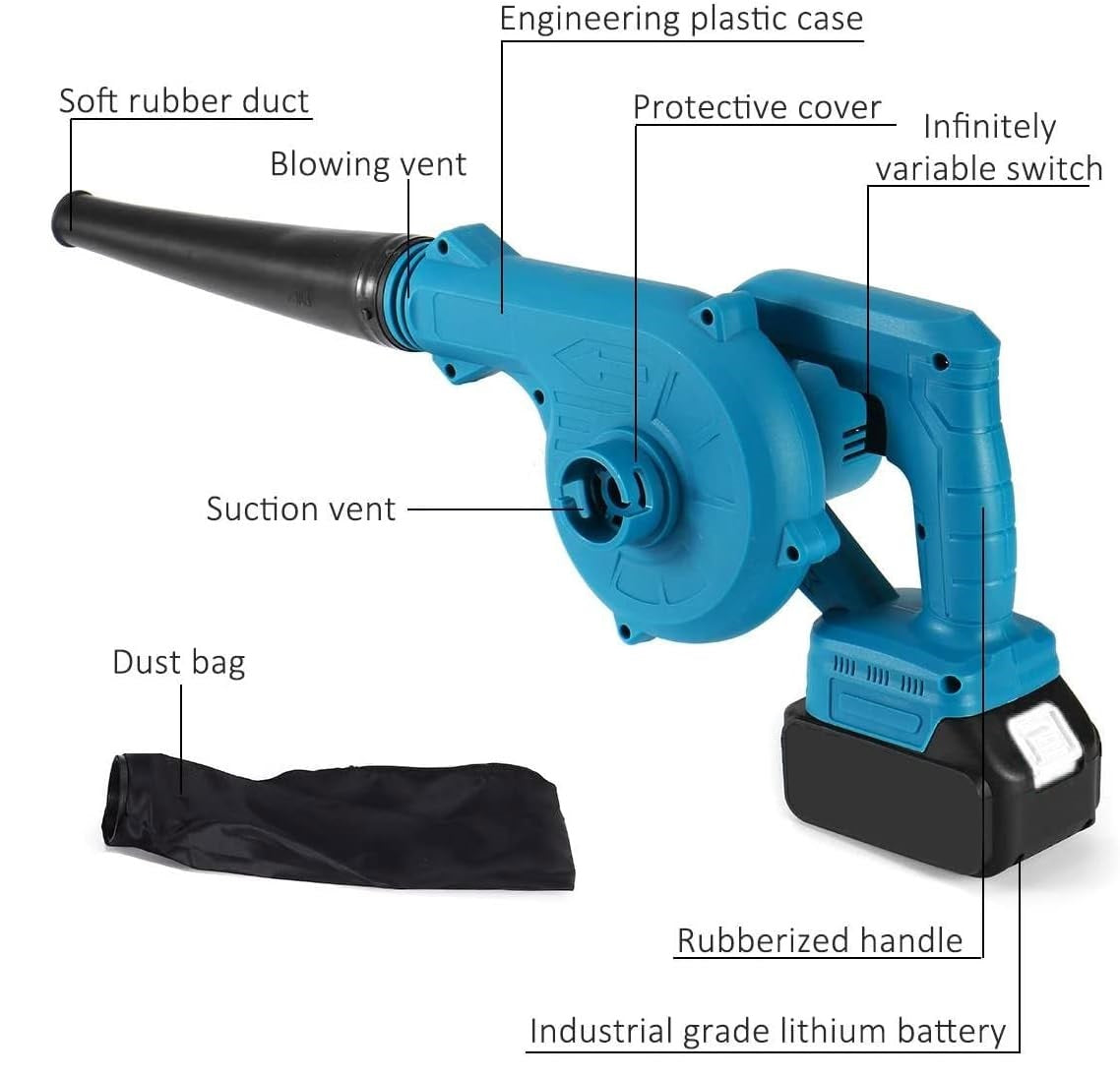 Cordless Leaf Blower | Blow & Suck 2-in-1 | 21V Mini Handheld Air Blower | Lightweight, Battery Powered | Small, Powerful Blower for Leaves & Debris