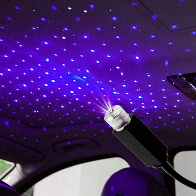 Portable Adjustable Romantic Rotating Head Star Atmosphere Decoration Projector | USB Night Light & Lamp for Car Interior, Home, Bedroom, Party, Camping, Walls, and Ceiling
