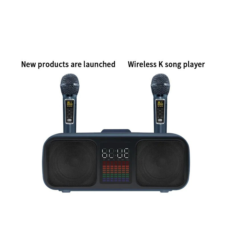 S39 Karaoke Speaker | Dual Horns, Wireless Dual Microphones | Mobile Entertainment & TV Karaoke All-In-One (Black)