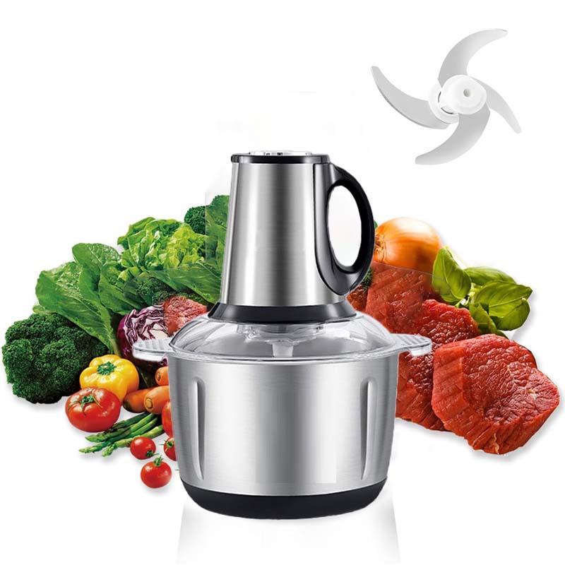 2-in-1 Stainless Steel Electric Meat Grinder & Food Processor - 6 Blades, 3.8L Capacity for Home & Restaurant Use