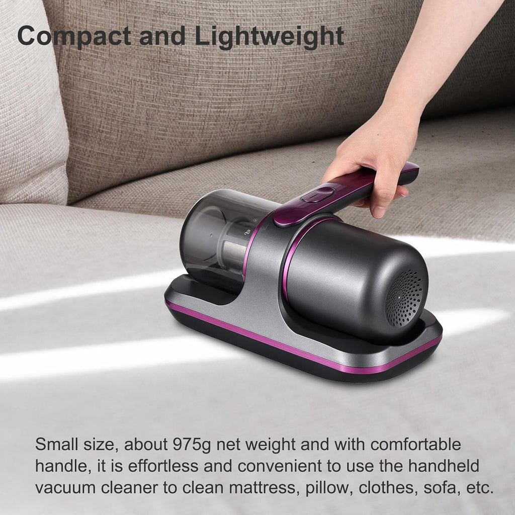 100W Cordless Mattress Vacuum - UV Bed Cleaner with 8000Pa Suction, 2 Speeds & 250ml Dust Cup for Bedding & Clothes