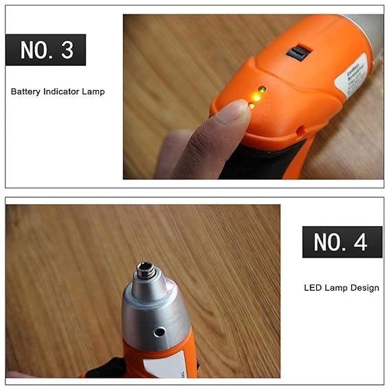 Rechargeable Electric Screwdriver | Cordless Screwdriver with Light | 3.6V 1300mAh Li-ion Dual LED Palm-Sized Screw Gun