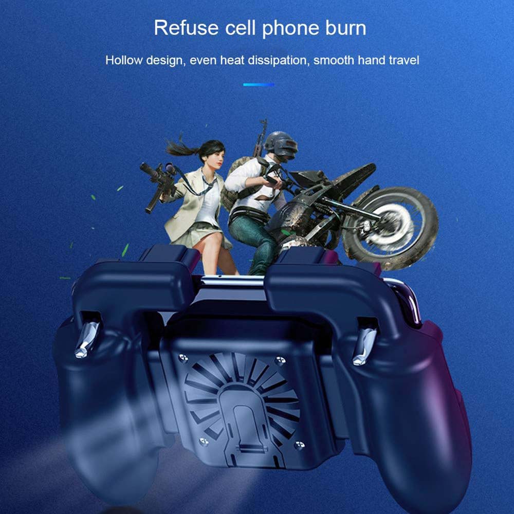 2-in-1 Mobile Game Controller with Cooling Fan trigger joystick gamepad for iOS & Android phones. Black.