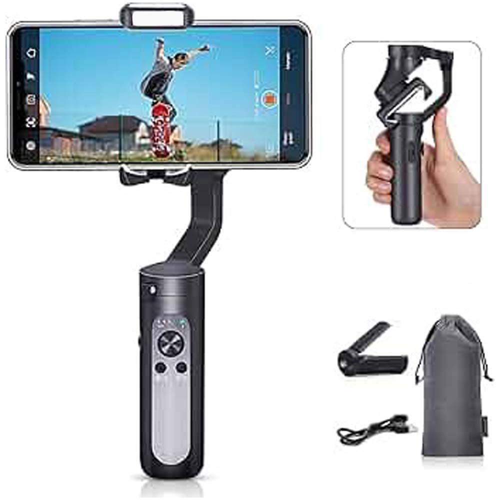 CQL Smart 3-Axis Gimbal Stabilizer for Smartphones & Action Cameras | Professional Video Stabilizer with Universal Compatibility and Long Battery Life