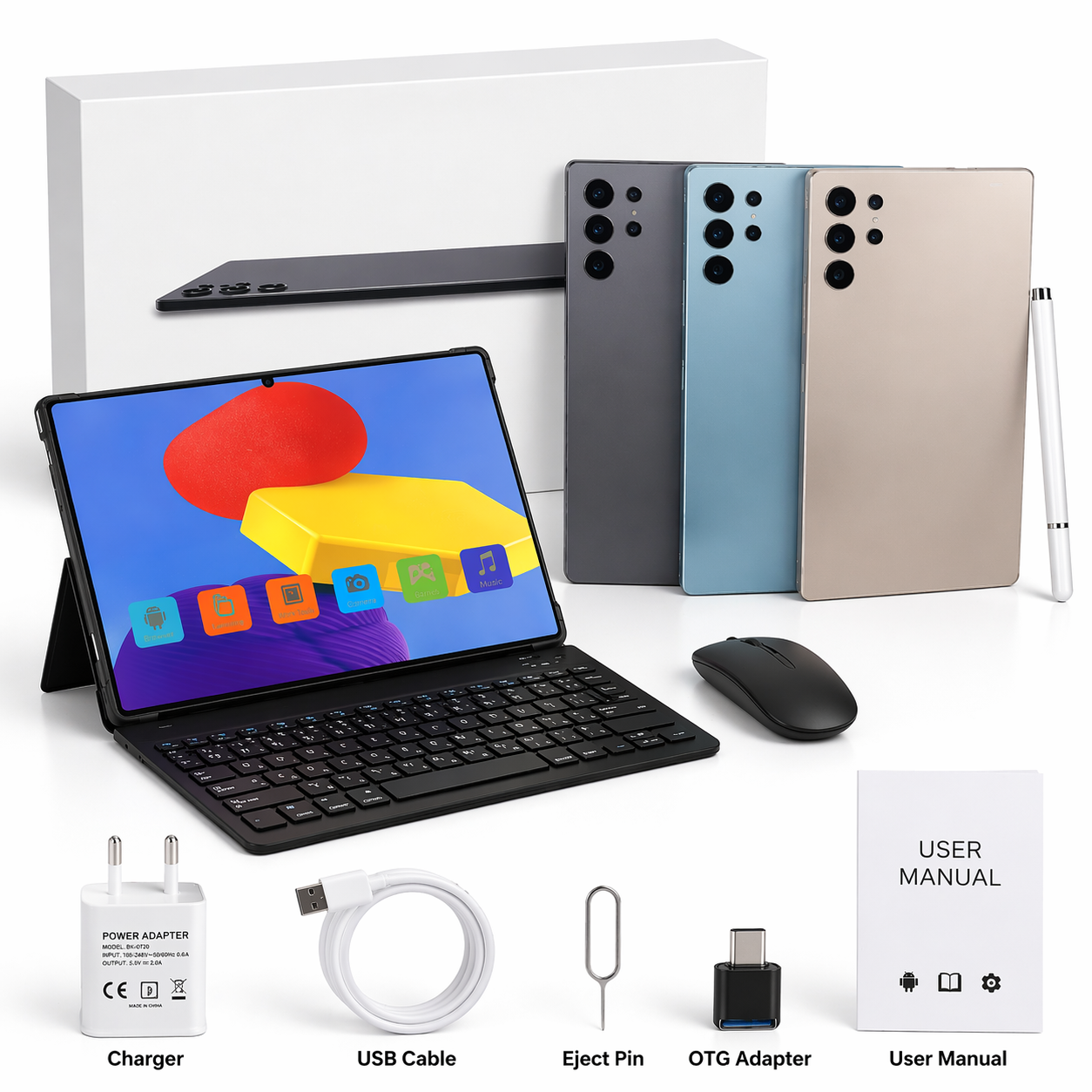 Pad 18 Ultra Tablet 11-Inch Full HD, 16GB RAM, 1TB Storage, Android 13, 10000mAh Battery with Arabic Keyboard