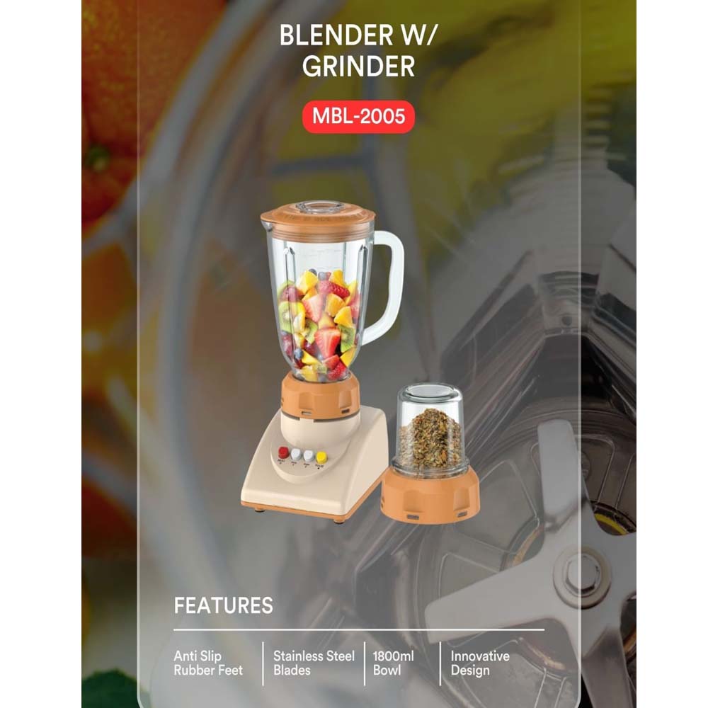 MBL-2005 Blender with Grinder - Commercial-Grade 2-in-1 Heavy Duty Blender & Food Processor