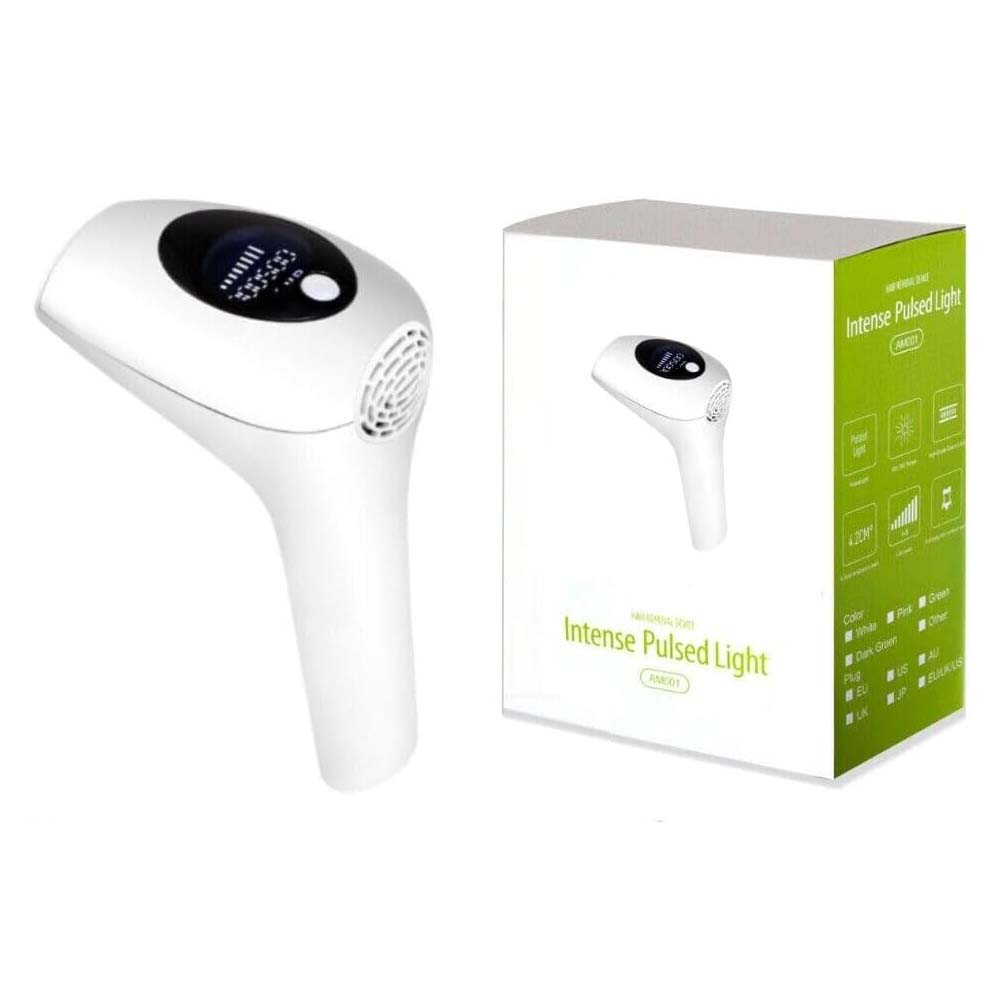 Laser Hair Removal System with 900,000 Flashes. 5 energy settings for face, legs, underarms, bikini & arms. Painless & permanent.