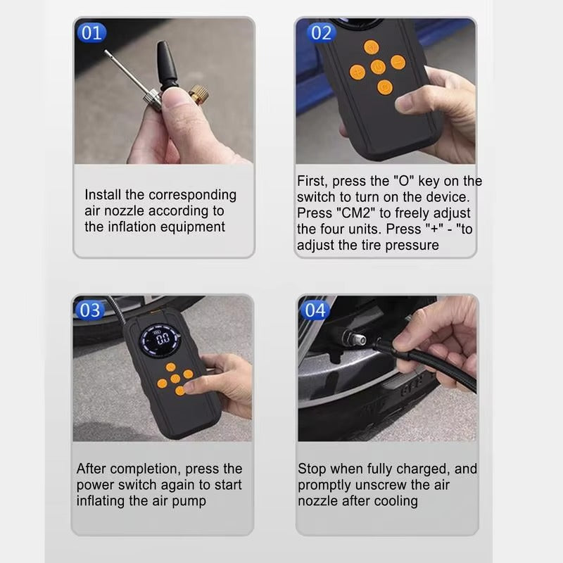 Portable 12V 150PSI Wireless Car Air Compressor with LED Display