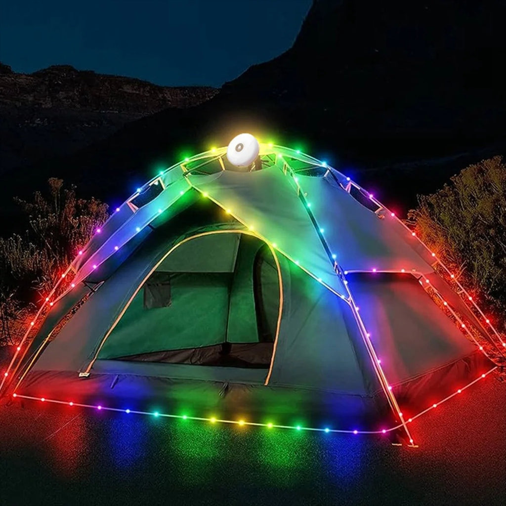 YD-2314 8M Outdoor Waterproof String Lights. Portable stowable reel with USB rechargeable for camping, RV, garden & patio.