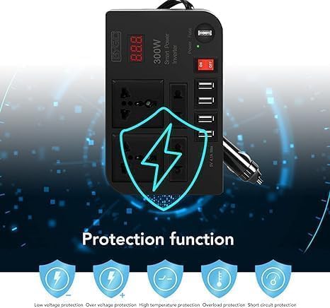 300W Car Inverter | Advanced 12V DC to AC Vehicle Transformer | Power Tablets, Laptops, and More On the Go