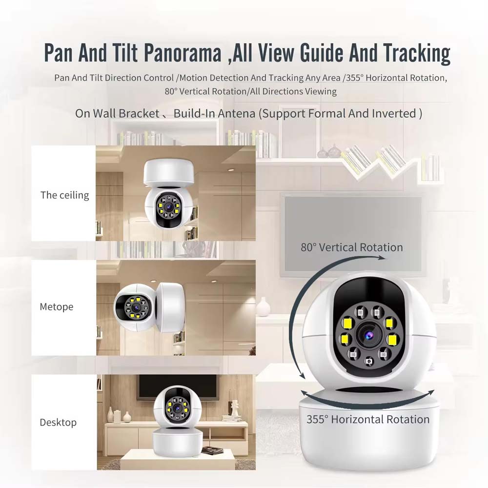 DX-2258 3.0MP Surveillance Camera. Colored night vision, 340° viewing angle & 128GB storage support for clear monitoring.