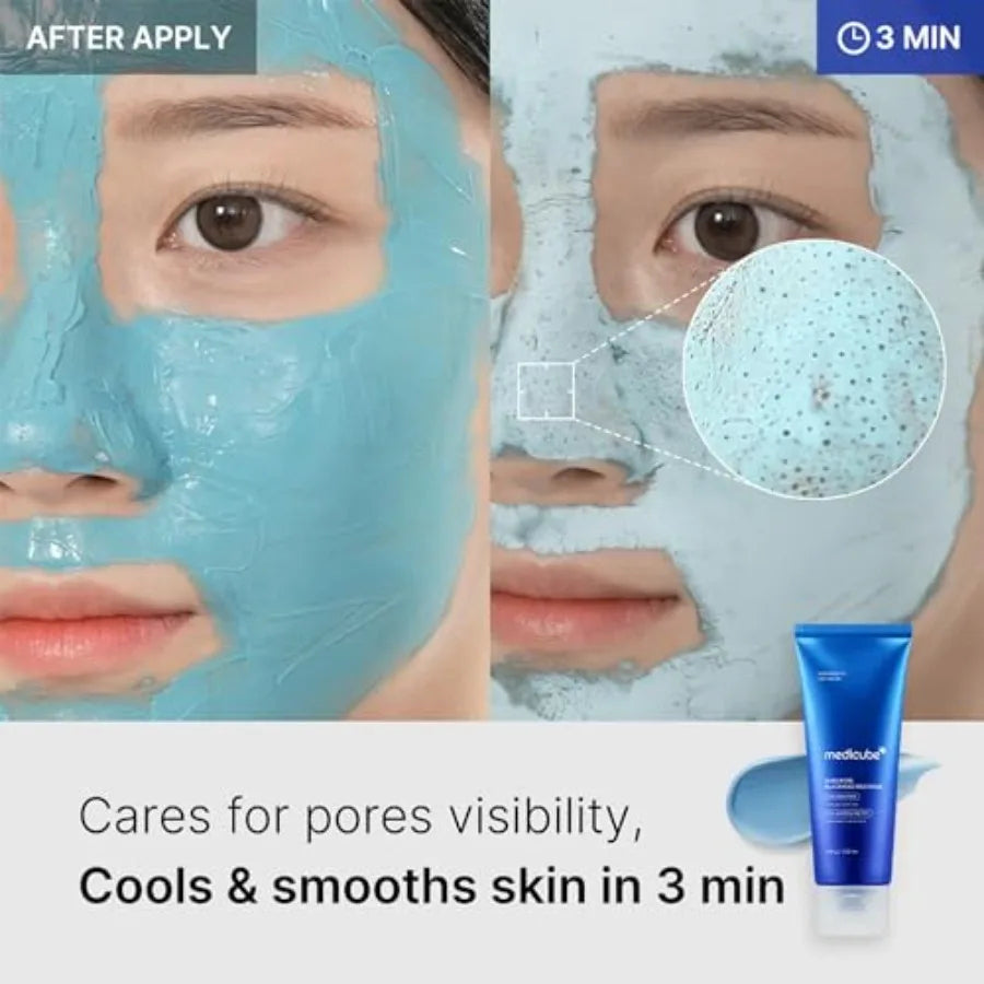 Zero Pore Black Mud Facial Mask - 3-Minute Cooling Pore Tightening with AHA/BHA/PHA, PorePurifying Clay Formula