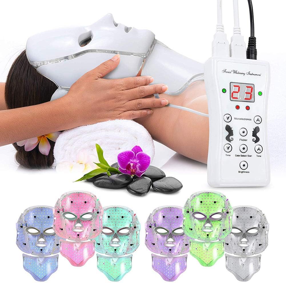 7-LED Whitening Face Mask | Advanced Optical Therapy for Radiant Skin | White/Black | 230x200mm