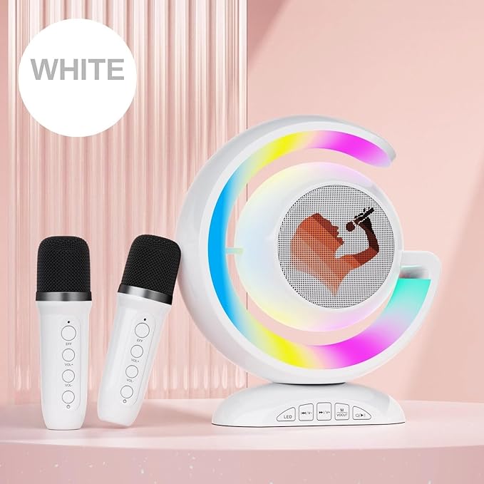 Kids Wireless Karaoke Microphone Set – Featuring Voice Changer and Ambient Lights