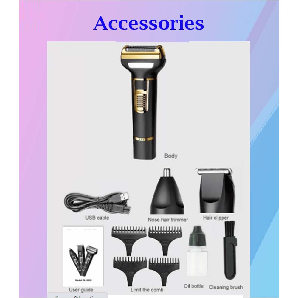 3-in-1 Professional Hair Clippers for Men - Electric Hair Clipper, Nose Trimmer, and Eyebrow Grooming Kit with Durable Stainless Steel Design