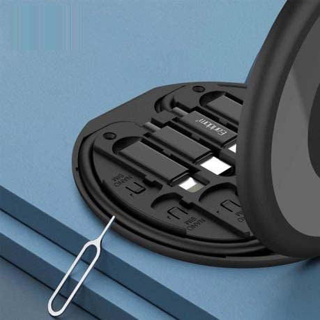 EC148 Type C USB Charging Cable | Multi-Function Portable USB Adapter Card Storage Set | 4-in-1 Data Cable with USB-A, Micro-USB, Lightning Adapters