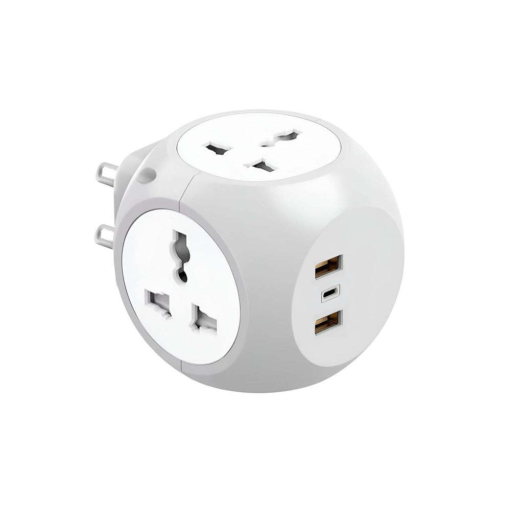 7-in-1 Multi Plug Extension Adapter - 4 Way Cordless Wall Extender with PD Fast Charging, Universal AC Outlets for Home/Office/Travel 100-250V