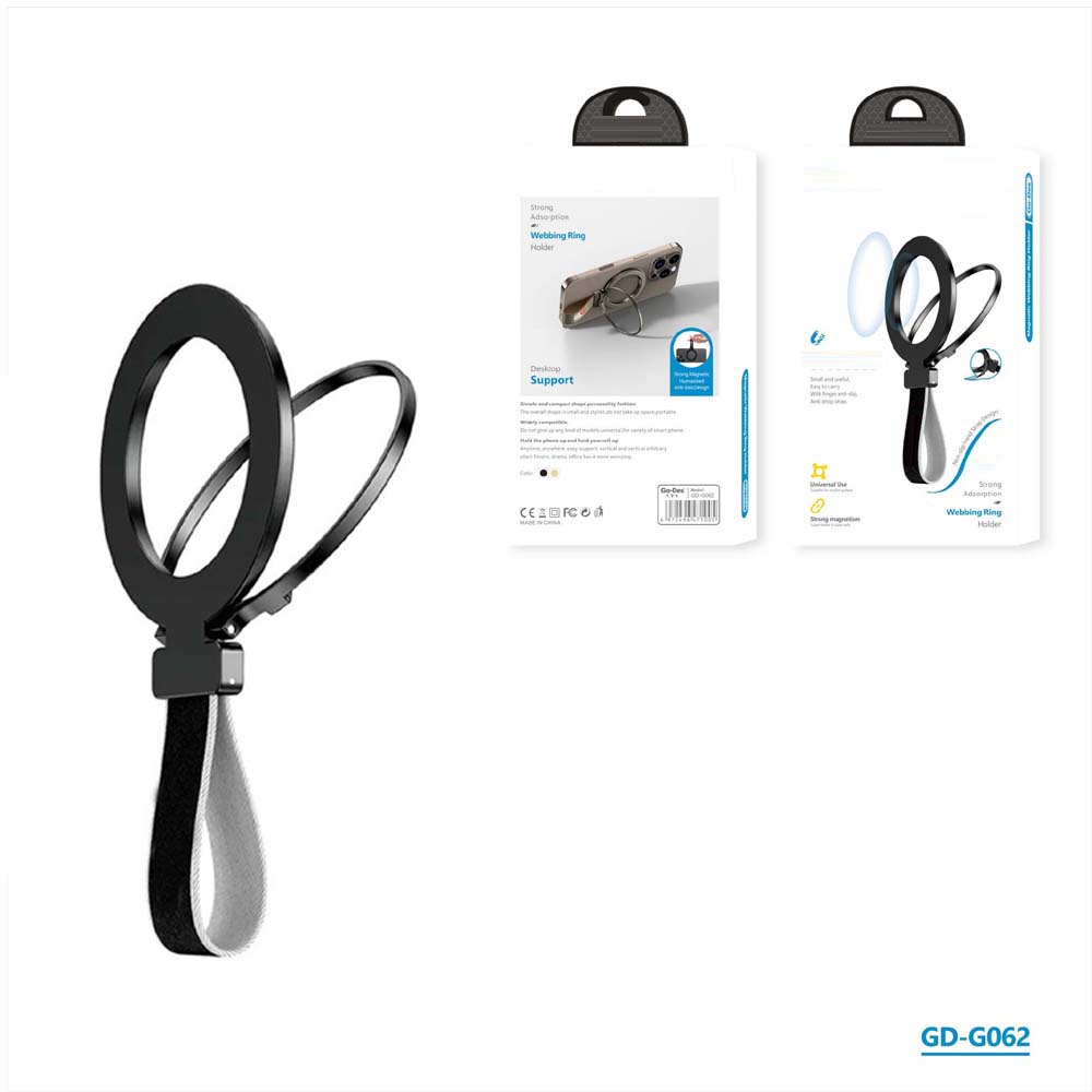 GD-G062 2-in-1 Finger Ring Stand - Magnetic Phone Grip & Kickstand, 360° Rotating Phone Holder for All Smartphones