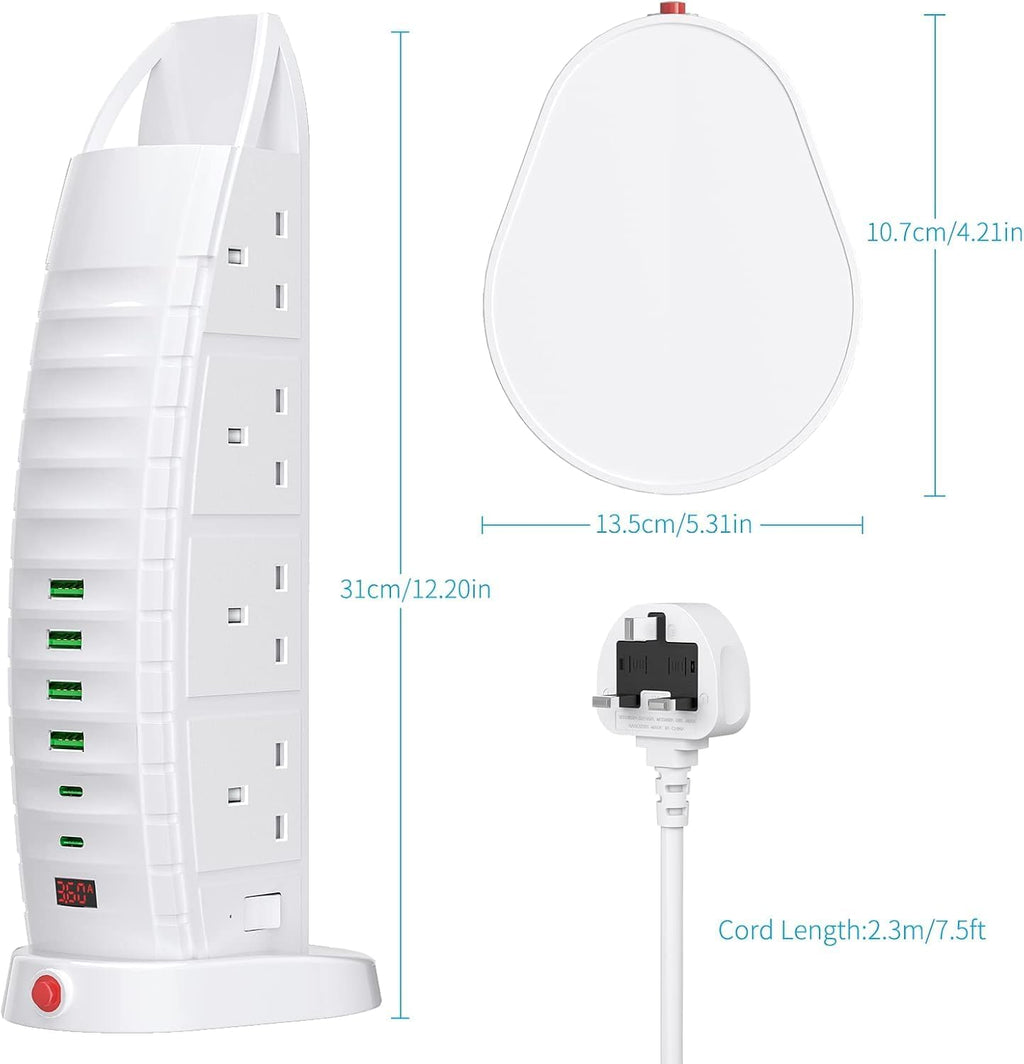 Sailboat Shape Tower Extension Lead – Featuring Type C Fast Charging Ports