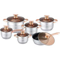 12-Piece Stainless Steel Cookware Set - Induction, Dishwasher Safe, Cool Handle, Saucepan, Stockpot, Kitchen Essential