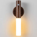 Motion Sensor Night Light with 4M Sensing Distance. Handheld portable smart LED light in walnut wood & glass. Stick anywhere.(1 Pcs)