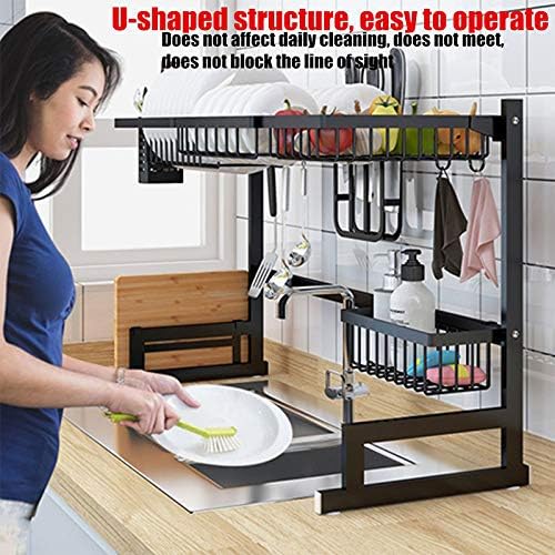 Over Sink Kitchen Shelf Storage Holders | 65/85cm Stainless Steel Organizer for Dish Drying & Kitchen Essentials