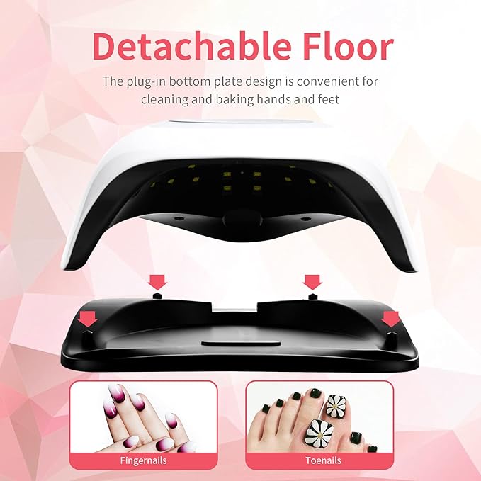UV LED 168W Nail Lamp - Professional Nail Dryer with 42 LEDs for Gel Nail Polish, Fast Curing Nail Light with 4 Timer Settings, Colorful LED Ring & Smart Sensor, Perfect for Salon and Home Use
