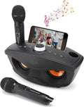 Wireless Bluetooth Speaker with 2-Piece Microphone Set | Portable Karaoke System for Home, Parties, and Events (Black)