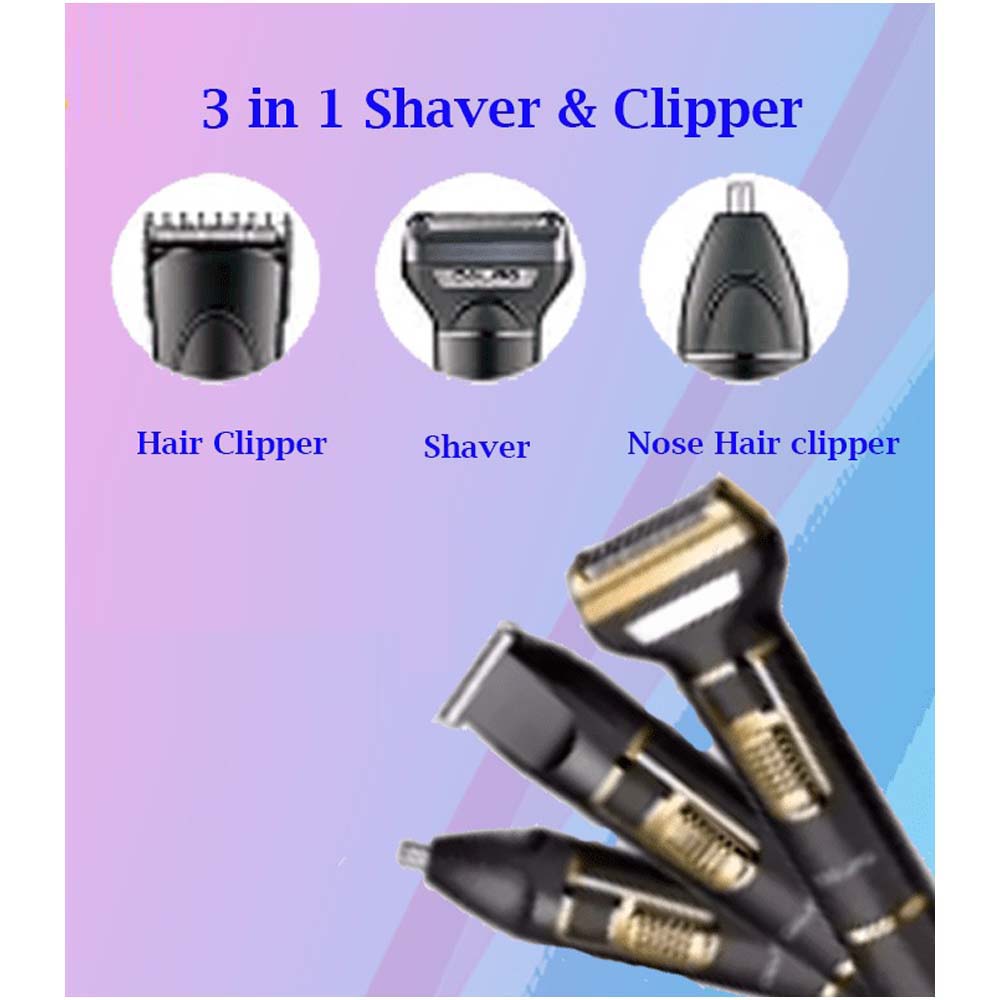 3-in-1 Professional Hair Clippers for Men - Electric Hair Clipper, Nose Trimmer, and Eyebrow Grooming Kit with Durable Stainless Steel Design
