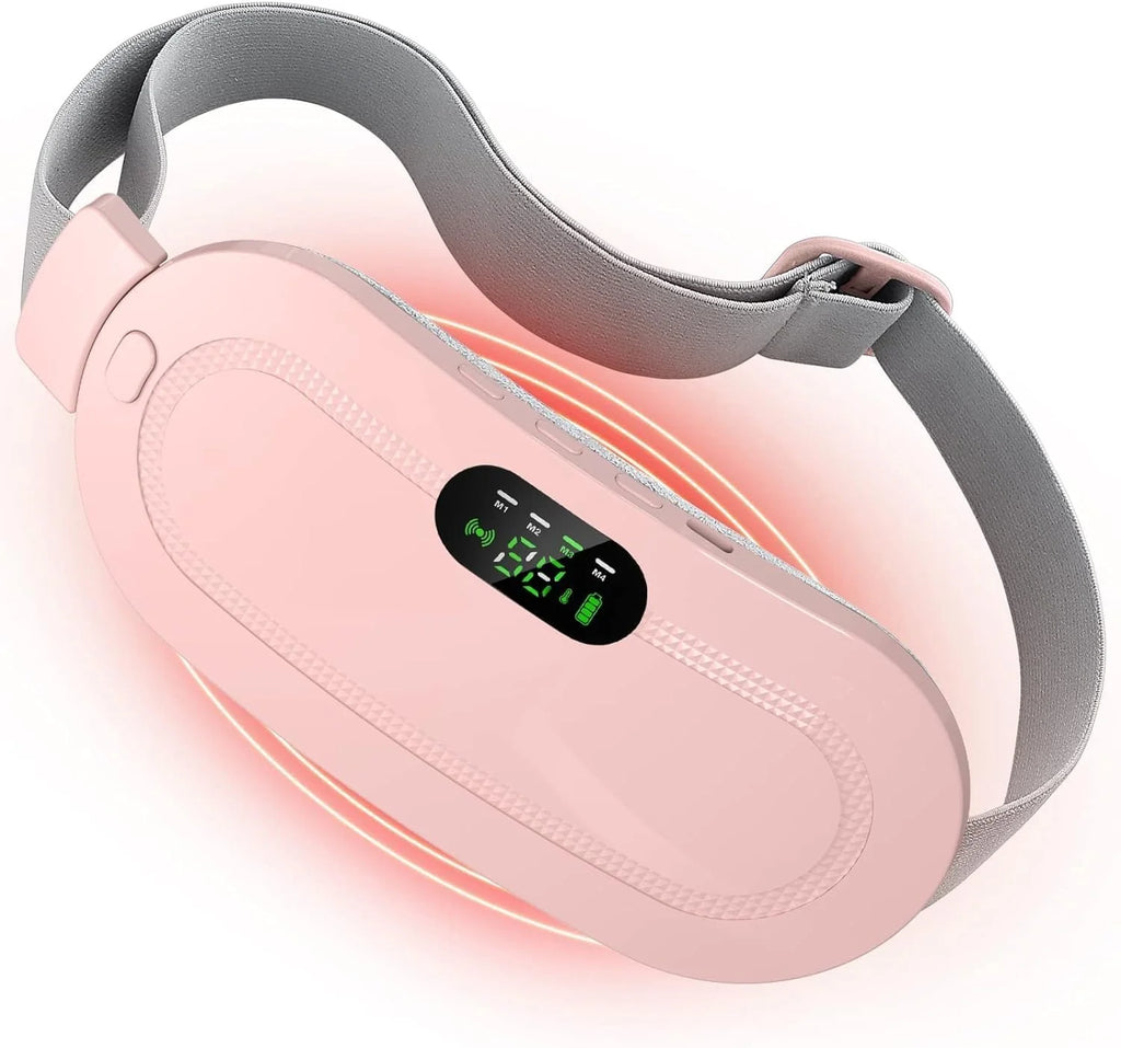 Electric Period Heating Belt - Portable Waist, Back, and Belly Pain Relief with Heating & Massage, 3 Heat Levels, 4 Vibration Modes