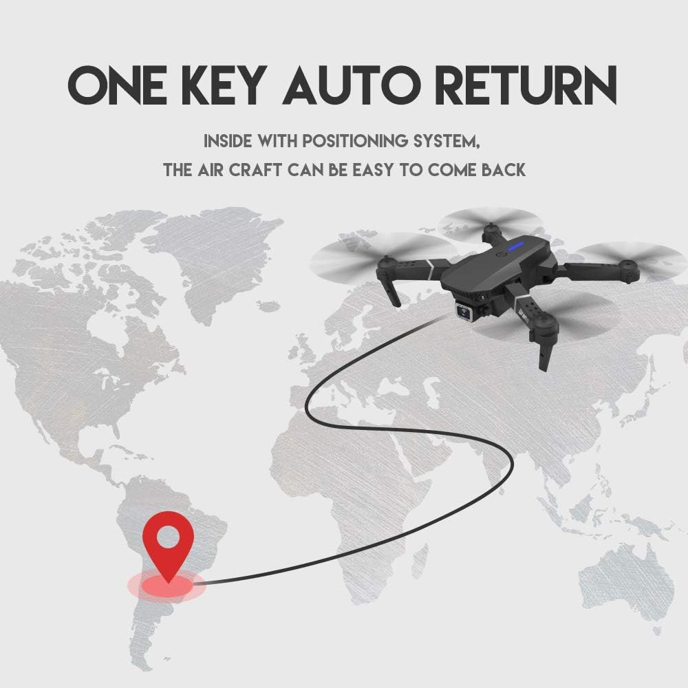 8K Foldable Mini Drone - Dual Camera, WiFi FPV, Gesture Control, Android/iOS Compatible with Carry Case (Black)