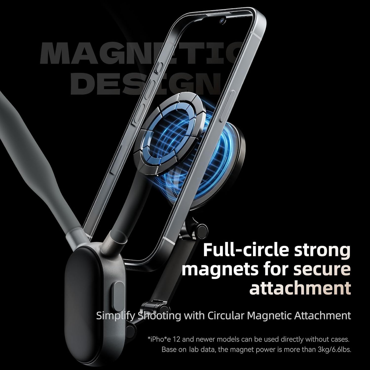 Magnetic Neck Mount - Hands-Free POV/Vlog Phone Holder, Multi-Angle, Compatible with iPhone & Android, Silicone Lazy Bracket