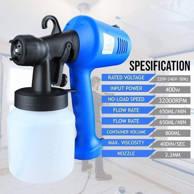 400W Electric Paint Sprayer Gun – Airbrush Spray Gun for Home Painting