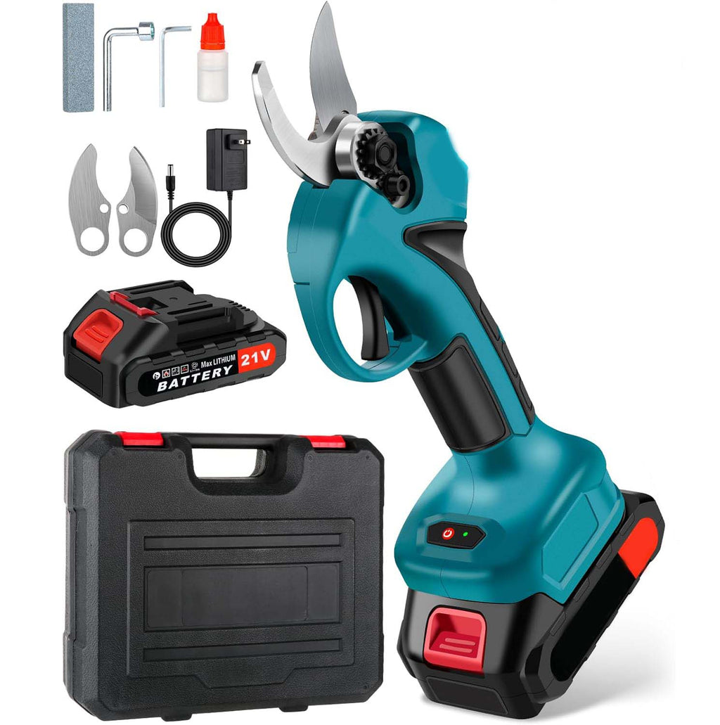 Cordless Electric Pruning Shears with 1.6 Inch Cutting Diameter. Battery powered branch cutter & tree trimmer with rechargeable lithium battery.