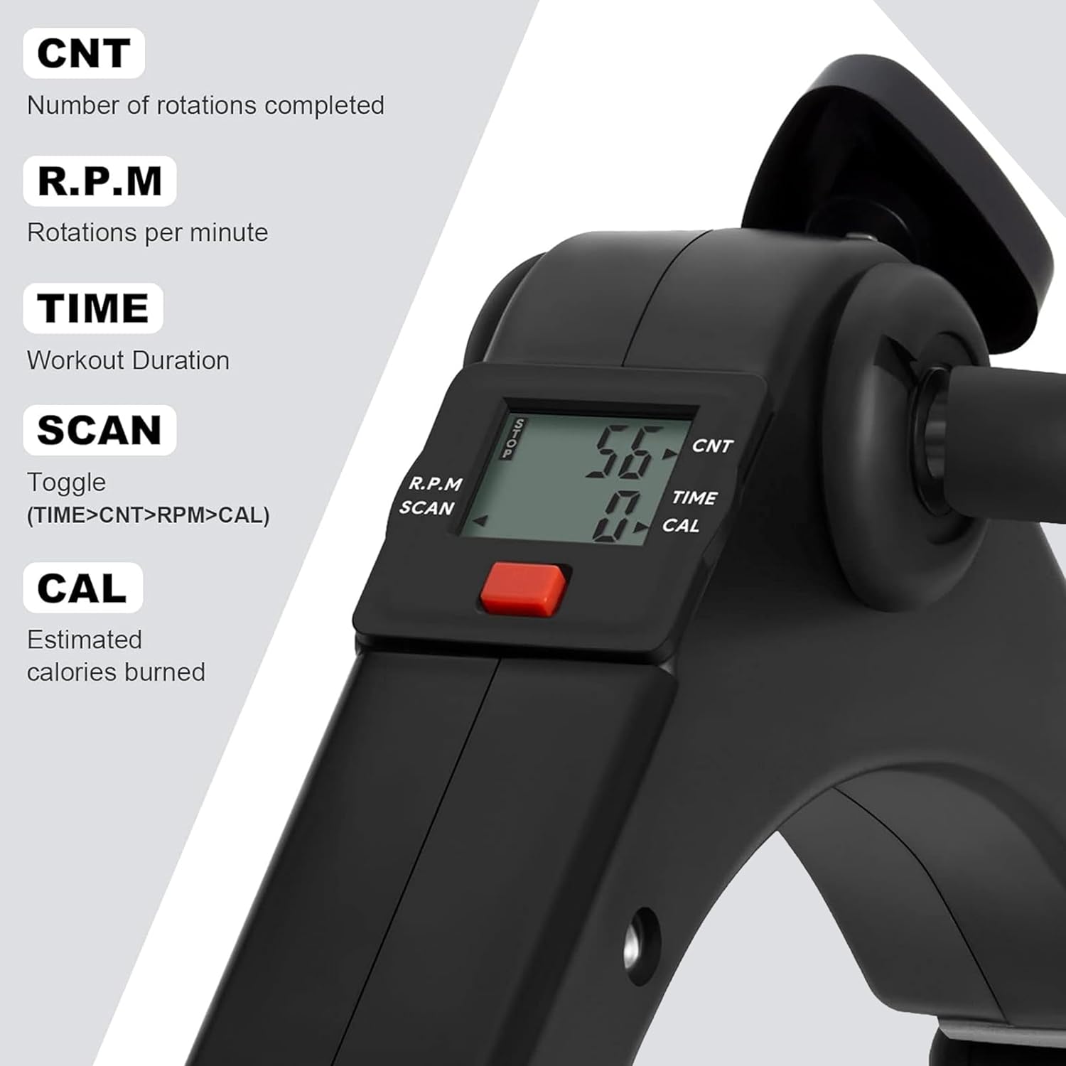 Mini Exercise Bike | Compact Arm and Leg Exerciser with LCD Monitor | Adjustable Resistance & Foldable Pedals